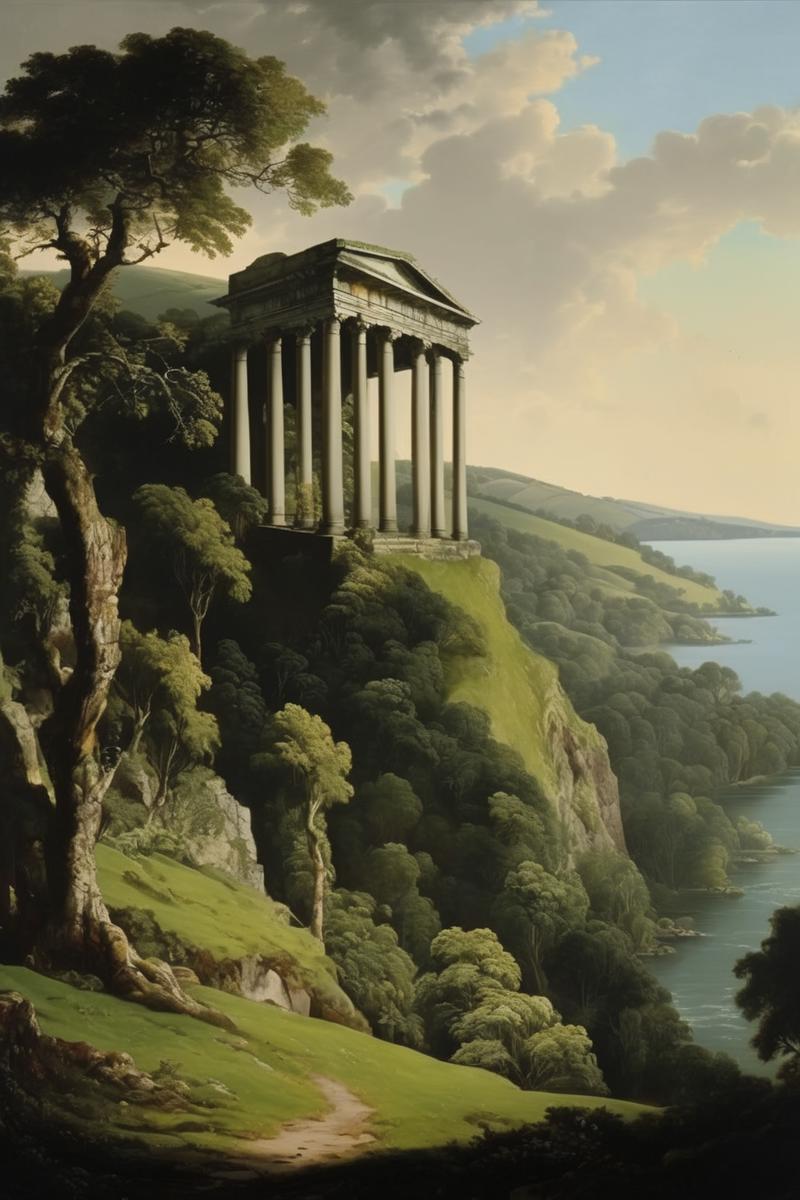 00493-3457336983-Joseph Wright Of Derby Style - 8k, stourhead, rolling green hills arcadian landscape with dark lush planting on the sides leadin.png